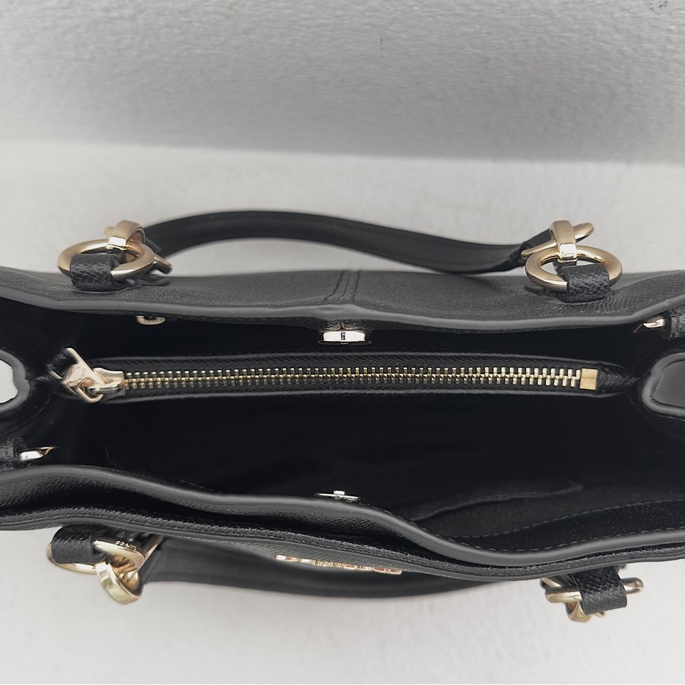NWOT Coach Minetta Crossbody Satchel Crossgrain Leather Ebony Black Noir Gold - Picture 8 of 10